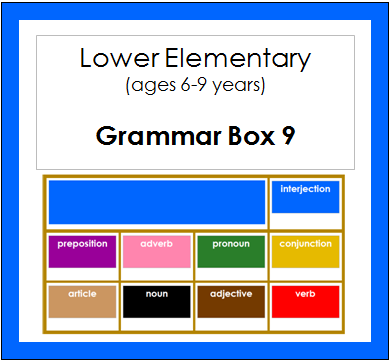 Grammar Box #9 - Interjections - elementary montessori grammar materials