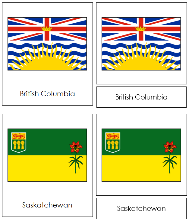 Canadian Flags - Montessori continent cards