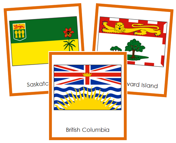 Canadian Flags - Montessori continent cards