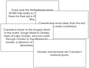 Canada Fun Facts - Montessori geography cards