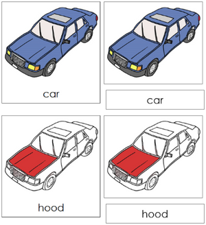 Car Nomenclature 3-Part Cards (red) - Montessori Print Shop