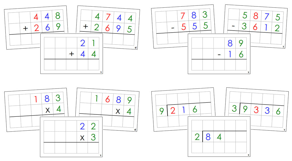 Math Operations Command Cards (color) Bundle - Montessori Print Shop