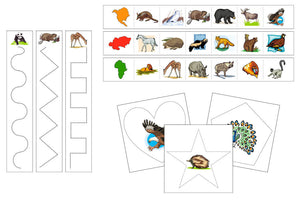Continents & Animals Cutting Work - Preschool Activity by Montessori Print Shop