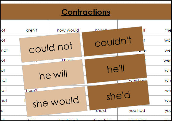 Contraction Lesson - Montessori Print Shop Digital Download