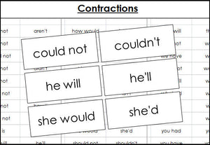 contraction word cards - Montessori Print Shop grammar