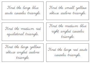 Detective Adjective Game Command Cards (cursive) - Montessori Print Shop Geometry Lesson