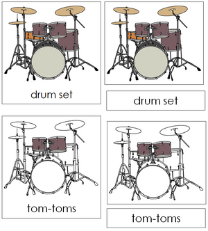 Drum Set Nomenclature 3-Part Cards - Montessori Print Shop