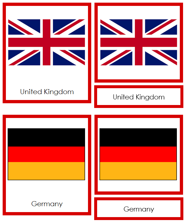 European Flags - Montessori continent cards