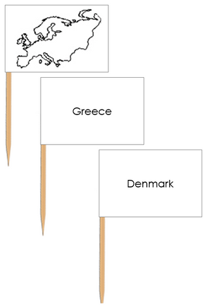 Europe Map Labels: Pin Flags - Montessori Print Shop geography materials