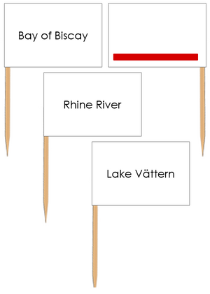 Waterways of Europe: Pin Flags - Montessori geography materials