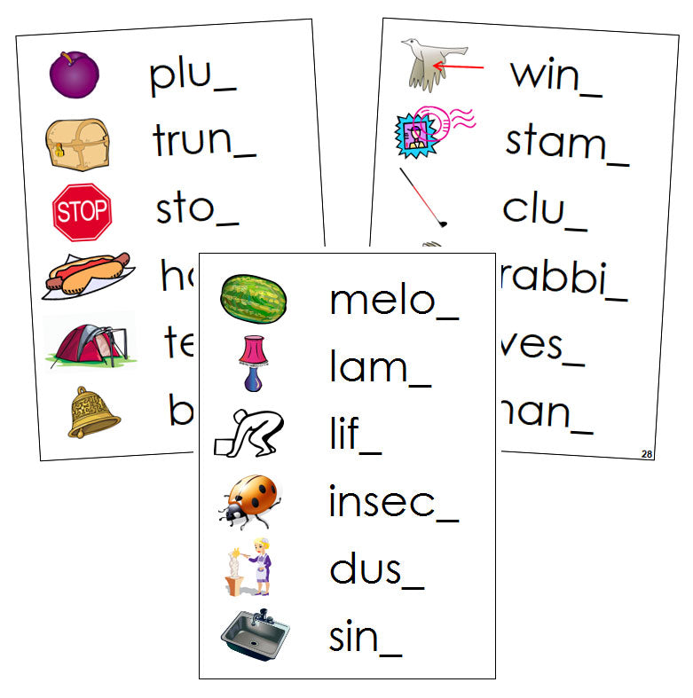 Step 2: Ending Sound Cards - Montessori phonetic language cards - Montessori Print Shop