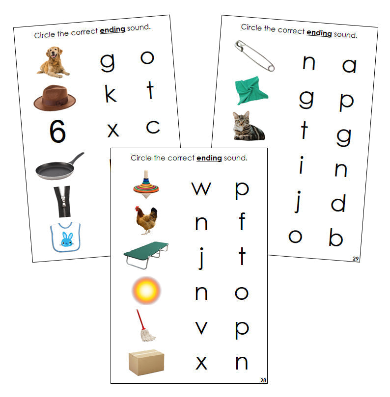 Step 1: Ending Sound Choice Cards (photos) - Montessori Print Shop phonics program