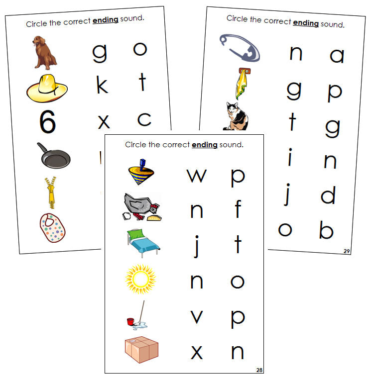 Step 1: Ending Sound Choice Cards - Montessori language cards - Montessori Print Shop