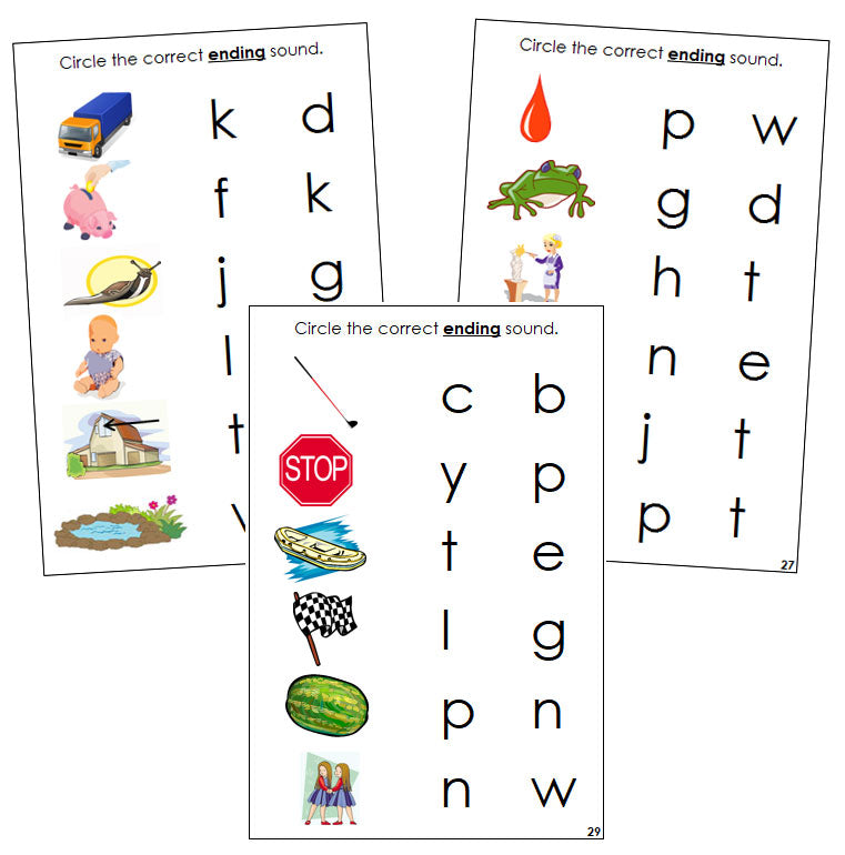 Step 2: Phonetic Ending Sound Choice Cards - Montessori phonetic language cards - Montessori Print Shop