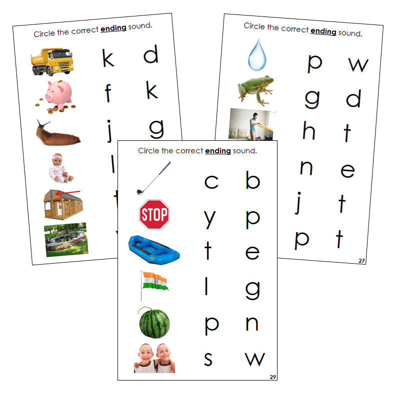 Step 2: Ending Sound Choice Cards (photos) - Montessori Print Shop phonics program