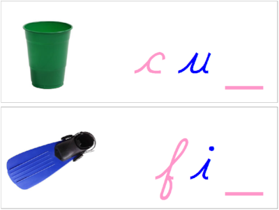 Ending Sound Cards - cursive montessori moveable alphabet