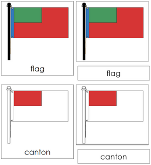 Flag Nomenclature 3-Part Cards (red) - Montessori Print Shop