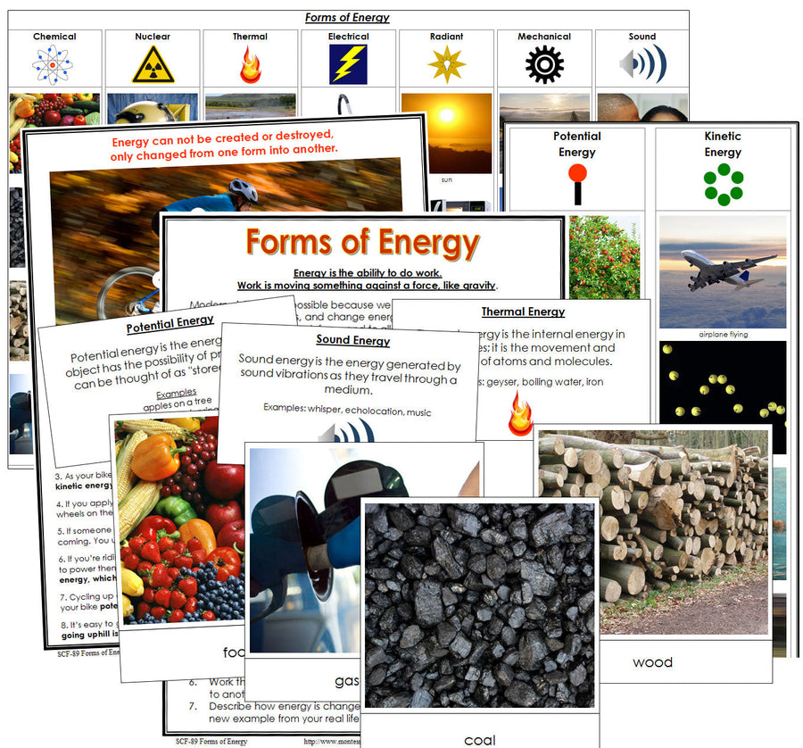 Forms of Energy Cards and Chart - Montessori Print Shop science materials