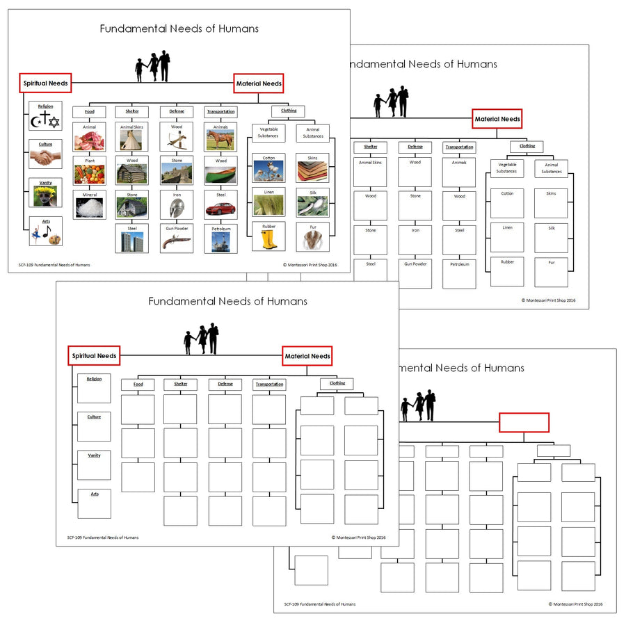 Fundamental Needs of Humans - Montessori learning materials