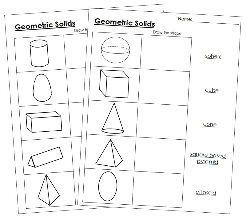 Geometric Solids Worksheets