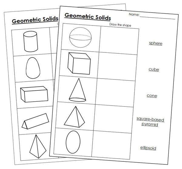 Draw Solid Worksheet Geometric Solid Worksheets - Montessori Print Shop Digital Download