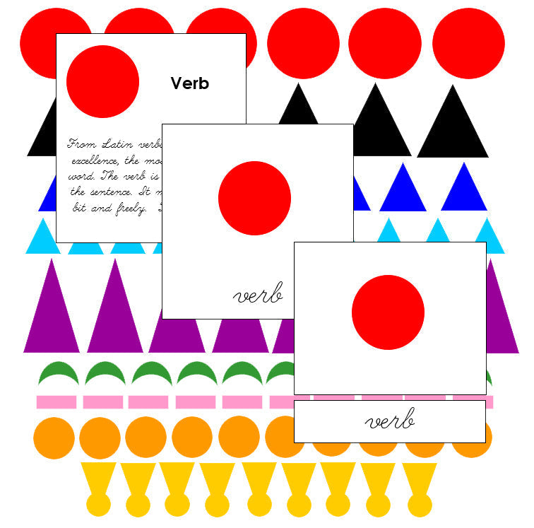 Grammar Symbols & Cards (cursive) - Montessori Print Shop Grammar materials