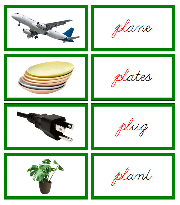 Green Blends & Digraphs Set 1 (photos) CURSIVE - Montessori Print Shop ...