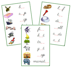 Green Phonogram Sound Cards - Set 1 - CURSIVE - Montessori Print Shop phonograms lesson