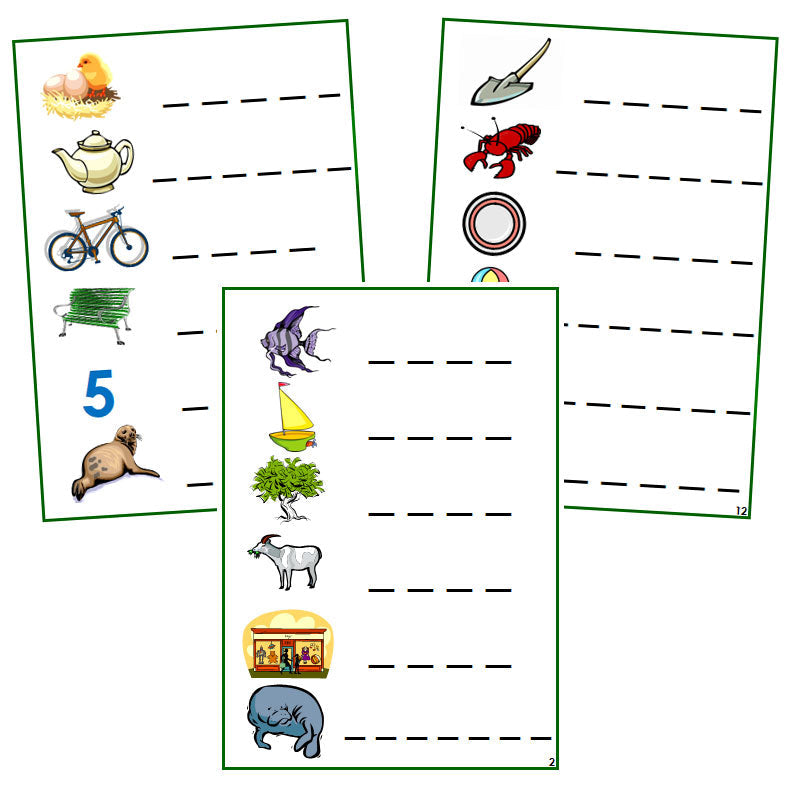 Green Phonogram Spelling Cards - Set 1 - CURSIVE - Montessori Print Shop phonogram lesson