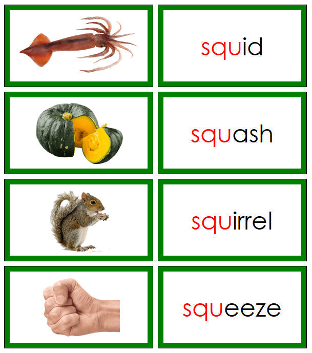 Green Blends & Digraphs - Set 2 (photos) - Montessori Print Shop phonogram language program