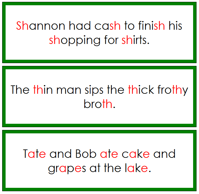 Green Sentence Cards - Montessori language cards