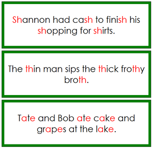 Green Sentence Cards - Montessori language cards