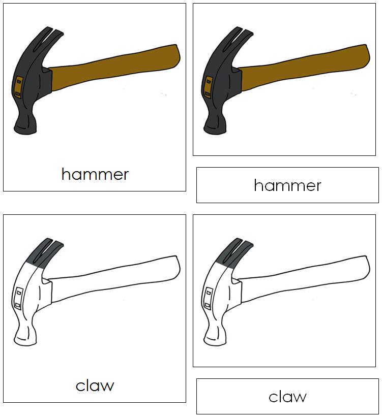 Hammer Nomenclature Cards - Montessori Print Shop