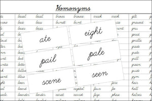 Homonyms Matching Cards - Montessori Print Shop Grammar Lessons