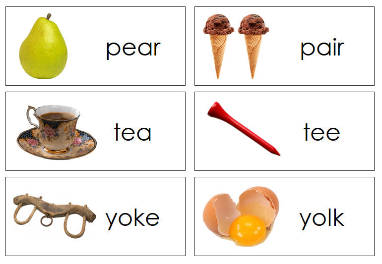 homonym word and picture cards - Montessori Print Shop grammar