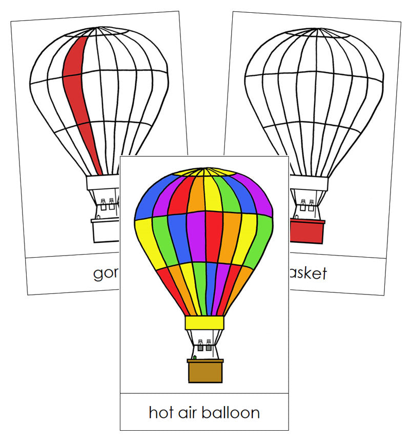 Hot Air Balloon Nomenclature Cards (red) - Montessori Print Shop