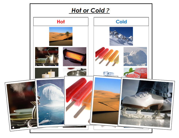 Hot And Cold Small Hot & Cold Sorting Cards - Montessori Print Shop