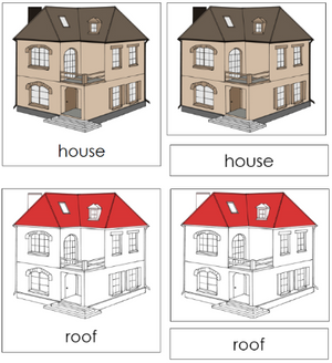 House Nomenclature 3-Part Cards (red) - Montessori Print Shop