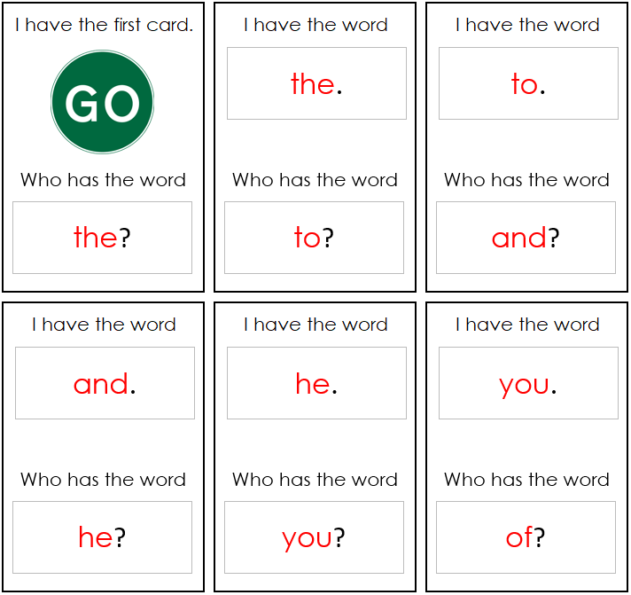 I Have, Who Has? (Sight Words) - Montessori Print Shop