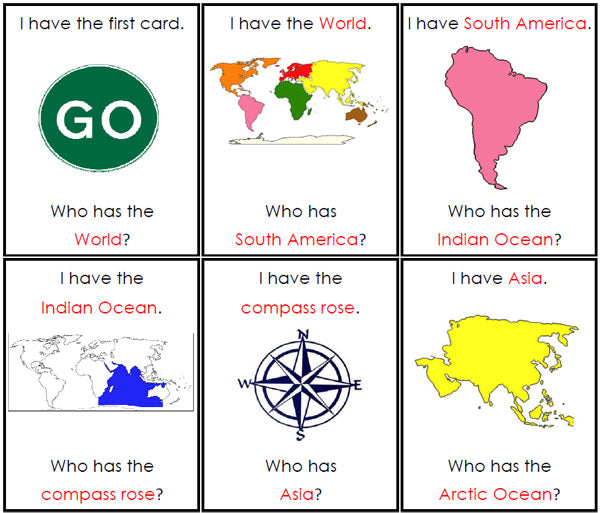 I Have, Who Has? World Geography - Montessori Print Shop
