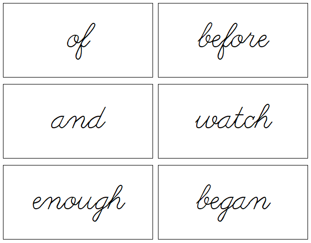 Instant Word Cards (cursive) - Montessori Print Shop