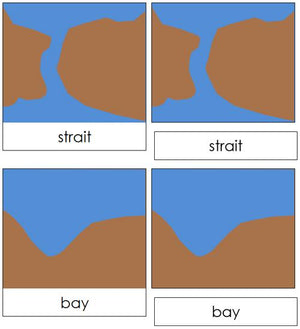 simple land and water form cards - Montessori geography cards