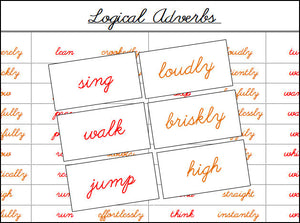 Logical Adverbs (cursive) - Montessori Print Shop Grammar Lesson