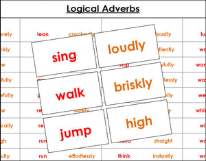 Montessori Logical Adverb Game - Montessori Print Shop grammar