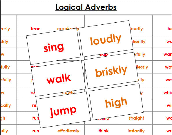 Logical Adverbs Matching Cards - Montessori Print Shop Grammar Lesson