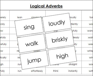 Logical Adverbs Matching Cards - Montessori Print Shop Grammar Lesson