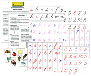 Moveable Alphabet with Instructions (NEW Cursive) - Montessori Print Shop