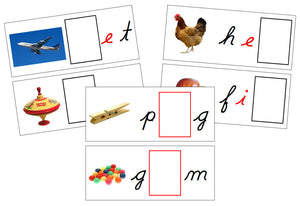 Printable Cursive Moveable Alphabet Sound Cards Bundle black/red - Montessori Print Shop