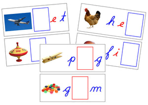 Printable Cursive Moveable Alphabet Sound Cards Bundle blue/red - Montessori Print Shop