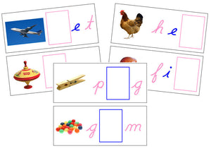 Printable Cursive Moveable Alphabet Sound Cards Bundle pink/blue - Montessori Print Shop